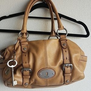 Fossil Leather "Doctor" Sytle Beige Handbag